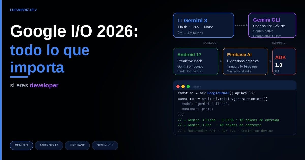 Google I/O 2026: todo lo que importa si eres developer