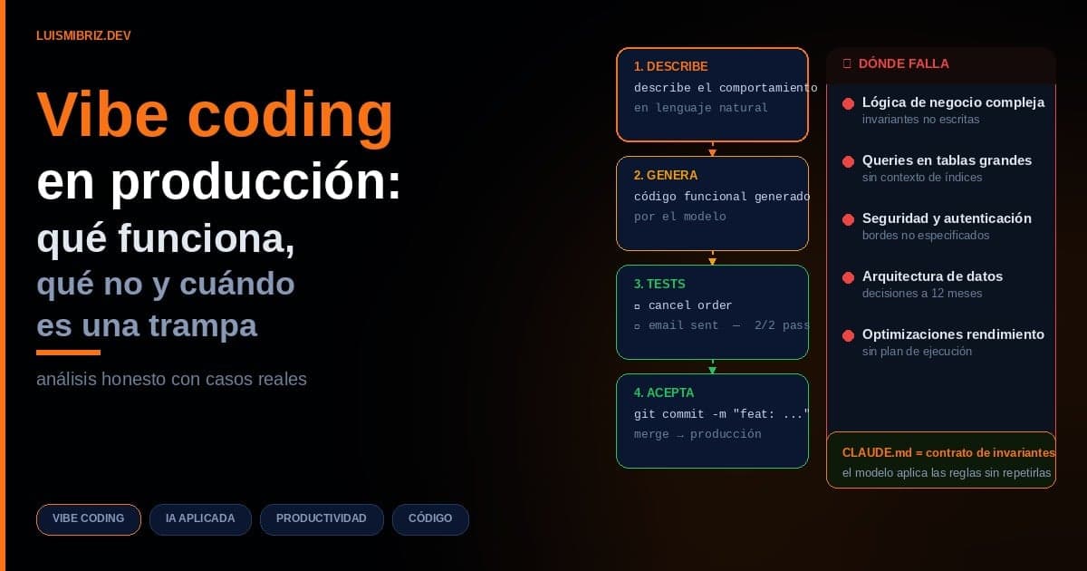 Vibe coding en producción: qué funciona, qué no y cuándo es una trampa